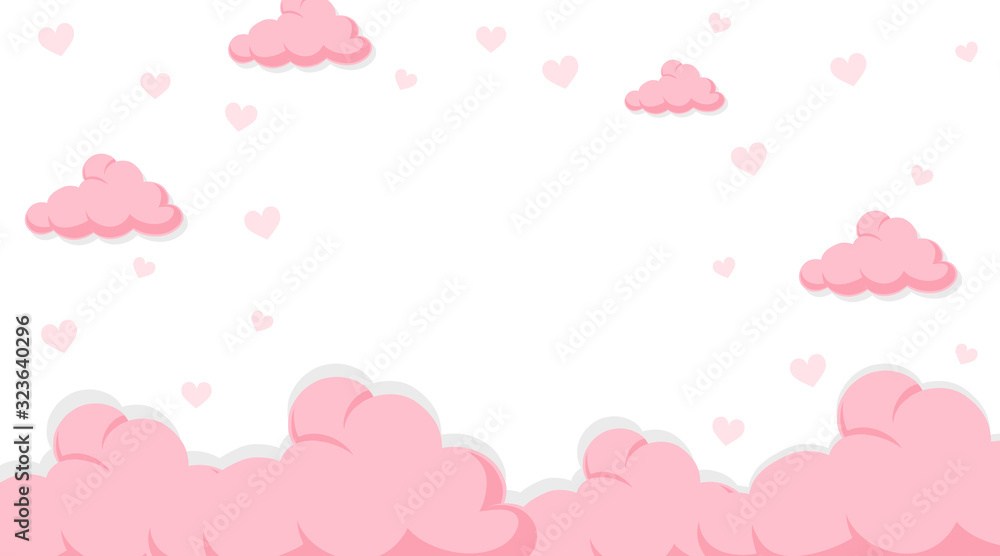 Valentine theme with pink clouds in the sky