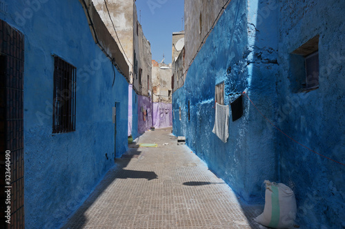 Colorful street of Old Medina in Casablanca, Morocco. © aerrant