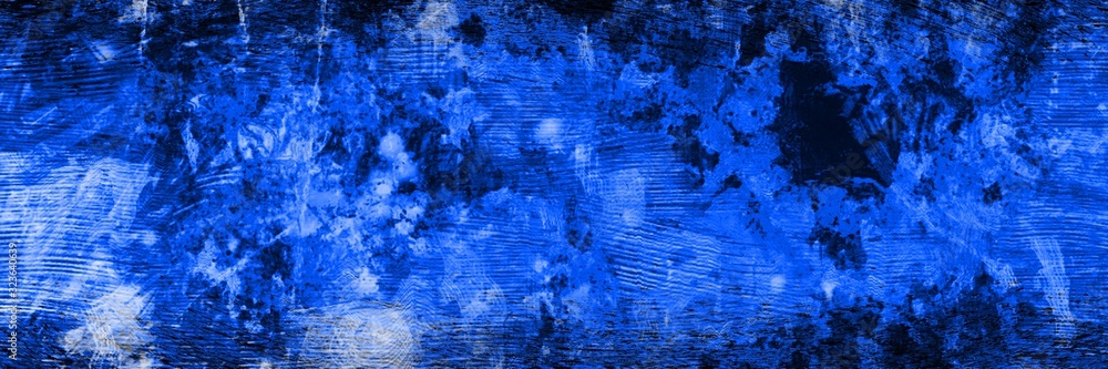 Panoramic blue background on the subject of art, spirituality, painting, visual effects and creative technologies