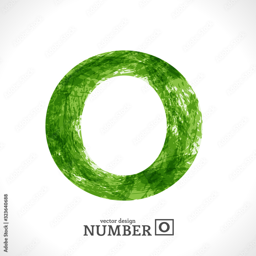Number 0. Grunge Vector Symbol. Green Eco Style. Number 0. Grunge Vector Symbol. Green Eco Style.