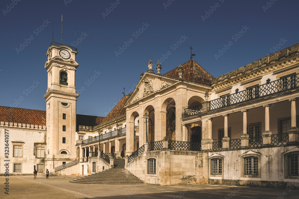 Historic University Building in Coimbra, Portugal in spring day