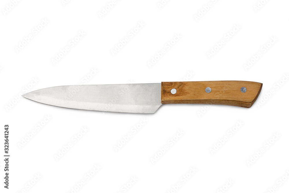 kitchen knife with brown wood handle isolated on white background with clipping path kitchen knife with brown wood handle isolated on white background with clipping path