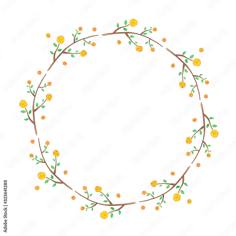 floral frame with yellow flowers