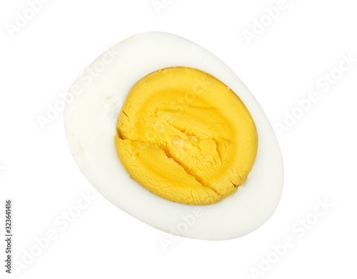 cross section of a boiled egg. Isolated on white