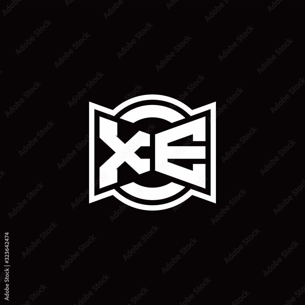 XE logo monogram with ribbon style circle rounded design template XE logo monogram with ribbon style circle rounded design template