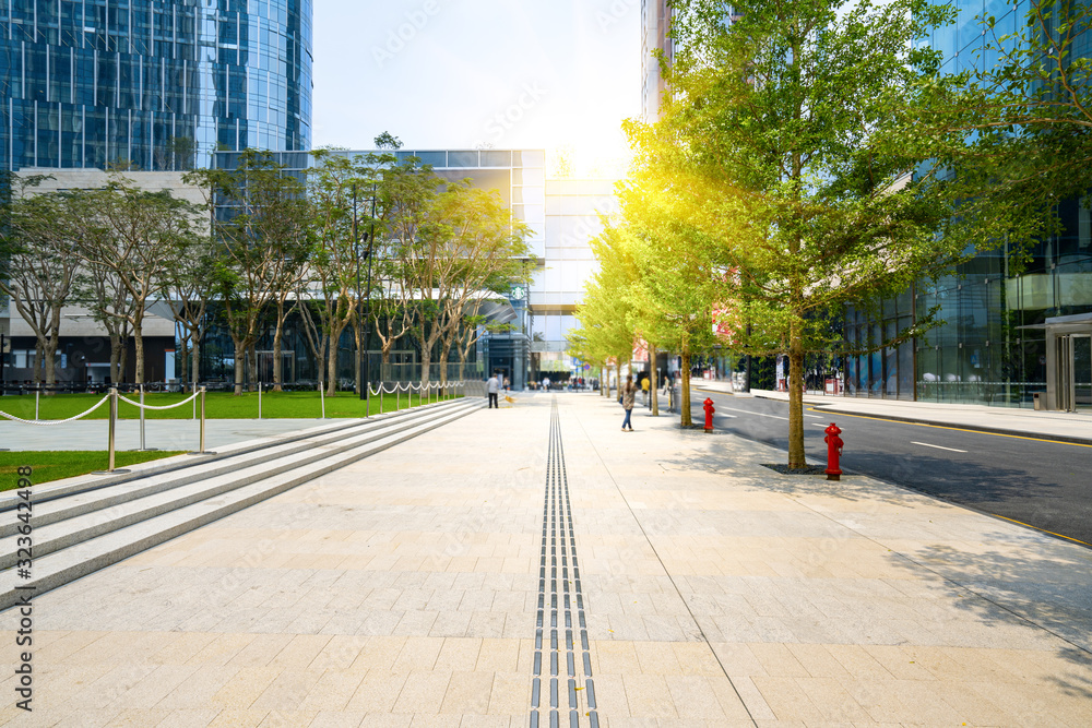 Naklejka premium Empty floor and office building in financial center, Shenzhen, China