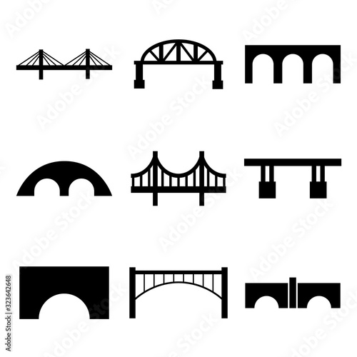 Bridge set icon, logo isolated on white background