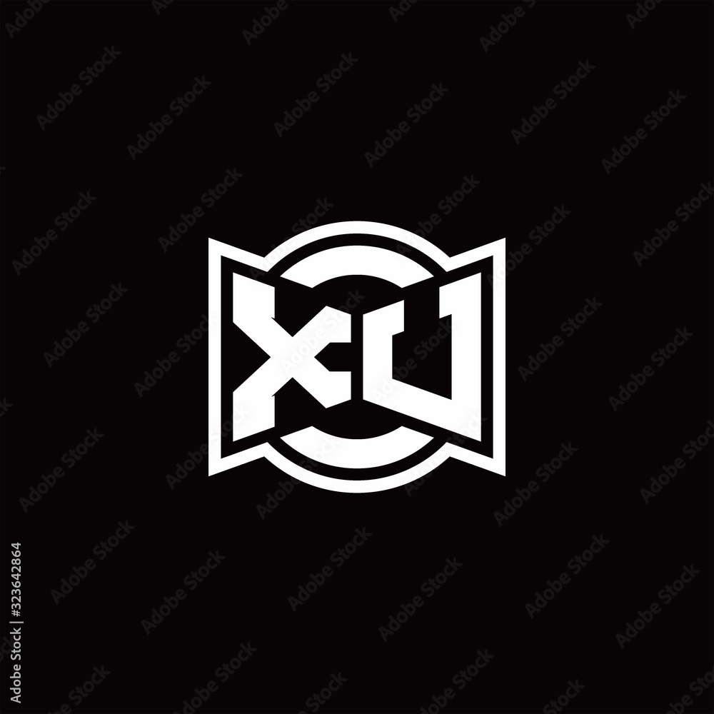 XU logo monogram with ribbon style circle rounded design template XU logo monogram with ribbon style circle rounded design template