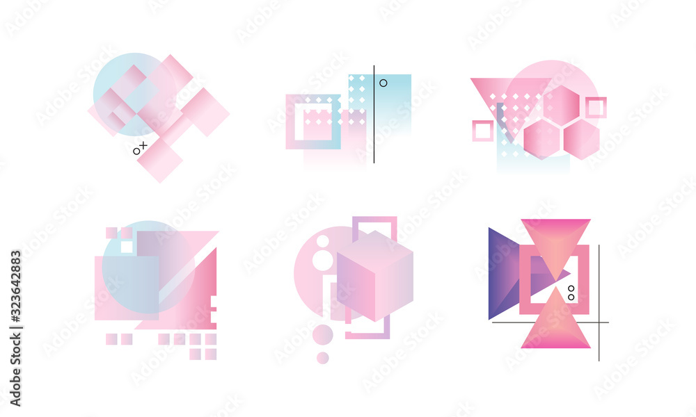Collection of Abstract Badges of Various Geometric Shapes of Pastel Colors Vector Illustration Collection of Abstract Badges of Various Geometric Shapes of Pastel Colors Vector Illustration