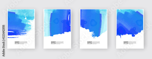 Abstract watercolor color design banner set. Vector