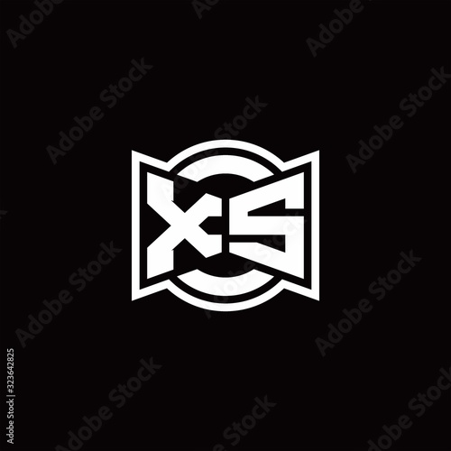XS logo monogram with ribbon style circle rounded design template