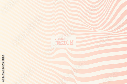 Design coral waving lines illusion background. Abstract stripe distortion backdrop. Zebra style decoration