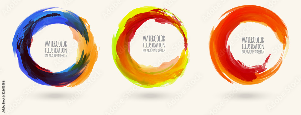 Obraz Watercolor circle texture set. Vector circle elements