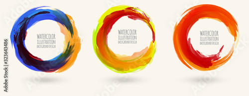 Watercolor circle texture set. Vector circle elements