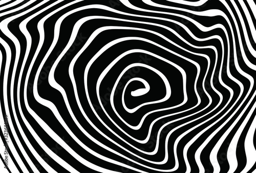 Black and white vector spiral. For covers, business cards, banners, prints on clothes, wall decor, posters, sites, posts on social networks, videos. Modern vector pattern