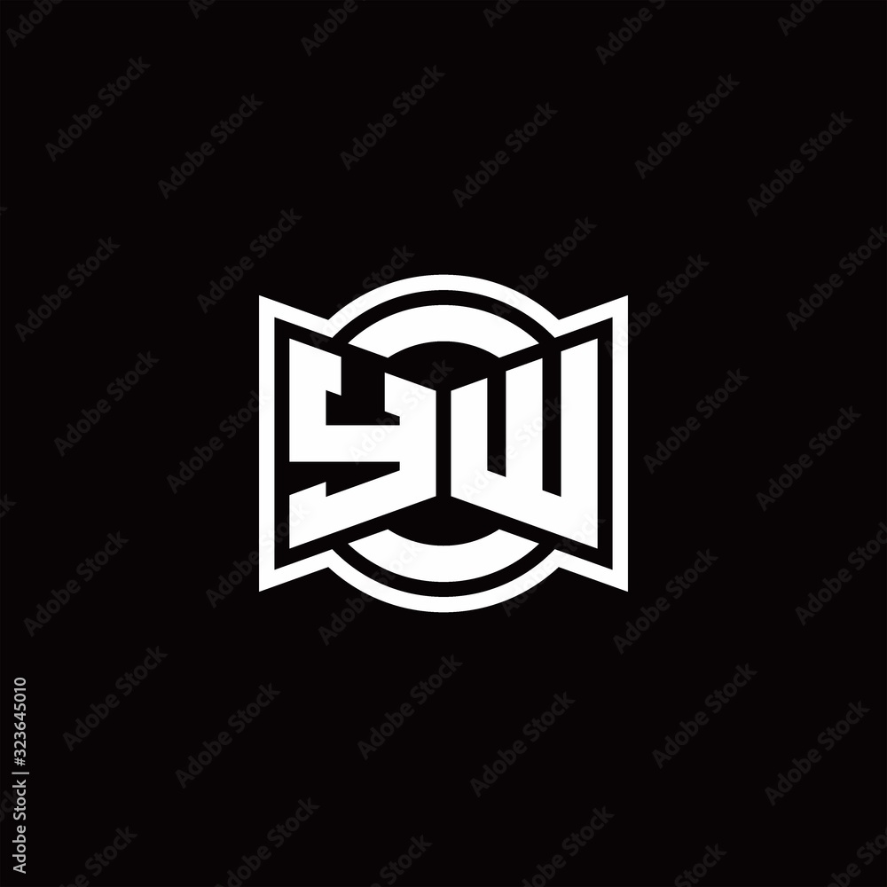 YW logo monogram with ribbon style circle rounded design template YW logo monogram with ribbon style circle rounded design template