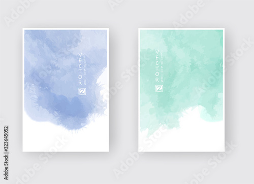 Set of cards with watercolor blots. Vector illustration.