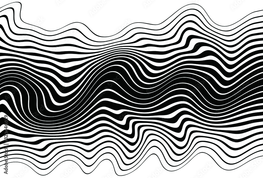Monochrome vector background with beautiful black and white curved lines. For covers, business cards, banners, wall decor, posters, sites, posts on social networks, videos. Vector illustration Monochrome vector background with beautiful black and white curved lines. For covers, business cards, banners, wall decor, posters, sites, posts on social networks, videos. Vector illustration