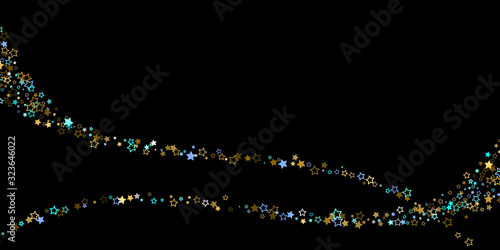 Gold, Blue stars, sprocket, shiny confetti. 