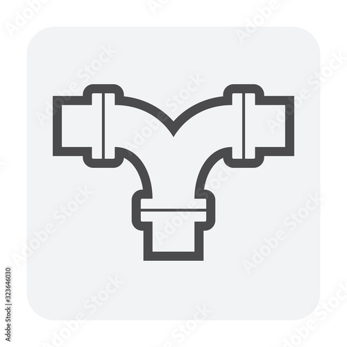 Pipe vector icon. Made from steel or metal connection by flange fitting fixing by screw and bolt. Part for pipeline construction to transport oil and gas in industry, water in plumbing and irrigation.