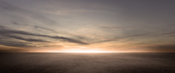 Dark Floor Background Beautiful Clouds Sunset Night Sky Horizon Scene