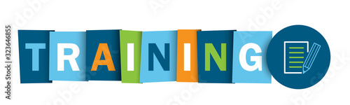 TRAINING colorful vector typography banner with writing symbol