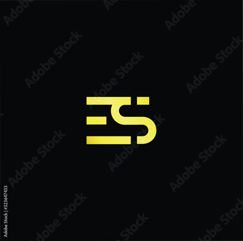 Outstanding professional elegant trendy awesome artistic black and gold color ES SE initial based Alphabet icon logo.