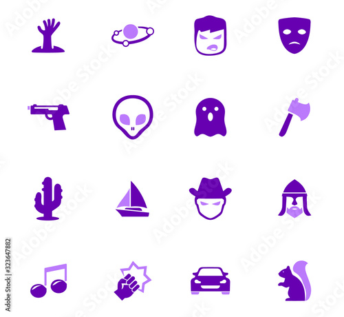 Genres of cinema icons set