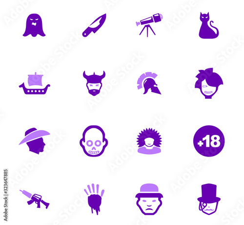 Genres of cinema icons set