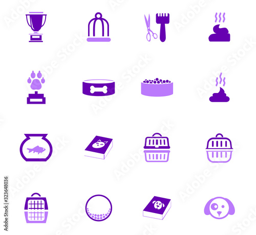 Goods for pets icons set