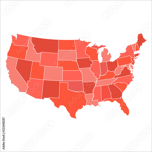 Blank similar usa map isolated on a white background. Vector template for website, design, cover, infographic.