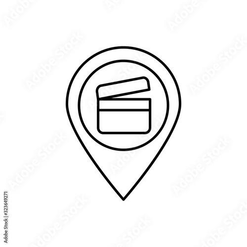Free Download Location, clapperboard icon. Simple line, outline vector elements of cinematography icons for ui and ux, website or mobile application - GFXLoad
