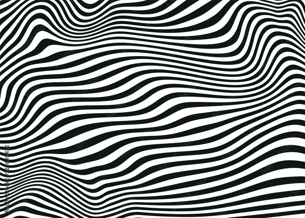Black and white abstract wavy lines in modern style. For covers, business cards, banners, prints on clothes, wall decorations, posters, canvases, sites. video clips. Vector background