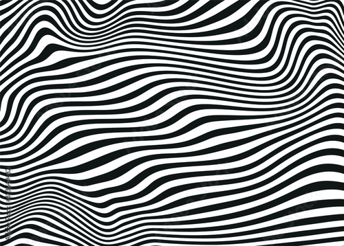 Black and white abstract wavy lines in modern style. For covers, business cards, banners, prints on clothes, wall decorations, posters, canvases, sites. video clips. Vector background © Larysa