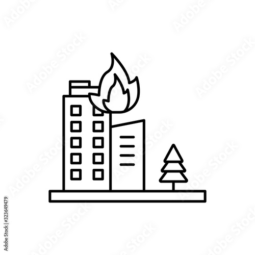 Fire, building icon. Simple line, outline vector elements of natural disasters icons for ui and ux, website or mobile application © Anar