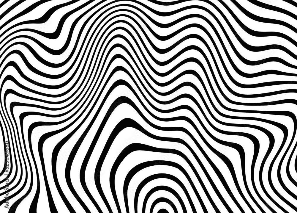 Modern black and white abstract pattern of curved lines. For covers, business cards, banners, prints on clothing, wall decorations, posters, sites. Vector illustration