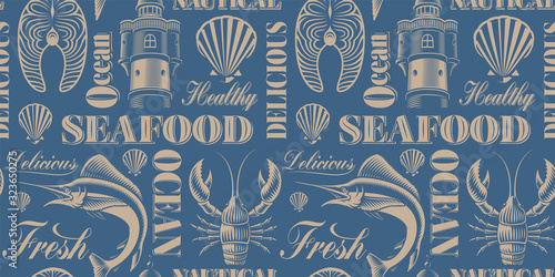 Vintage seamless background for seafood