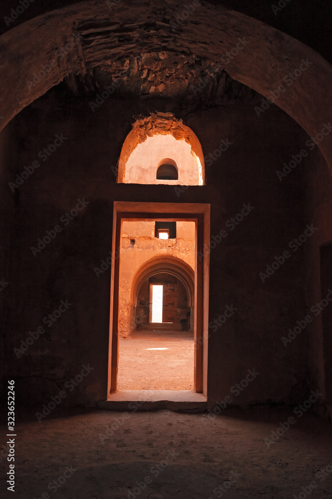 View of the archaeological ruins of the Qasr al-Kharana castle in Jordan. View of the archaeological ruins of the Qasr al-Kharana castle in Jordan.