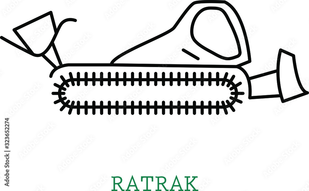 Special snow-grooming tracked machine used to prepare snow slopes and courses.Ratrak. Snowcat. Vector icon Special snow-grooming tracked machine used to prepare snow slopes and courses.Ratrak. Snowcat. Vector icon