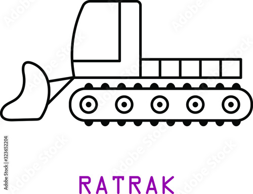 Special snow-grooming tracked machine used to prepare snow slopes and courses.Ratrak. Snowcat. Vector icon