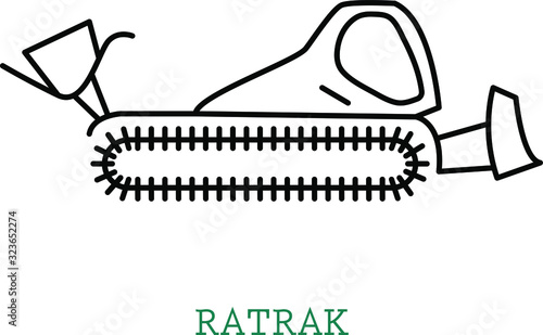Special snow-grooming tracked machine used to prepare snow slopes and courses.Ratrak. Snowcat. Vector icon