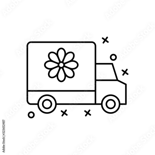 Flower, truck icon. Simple line, outline vector elements of women day icons for ui and ux, website or mobile application