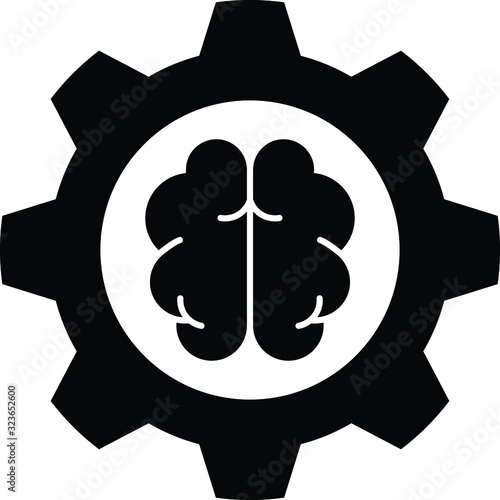 Brain and gear symbolising ethics or conduct, Conduct icon, vector