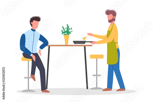 Man cooking dinner on the kitchen