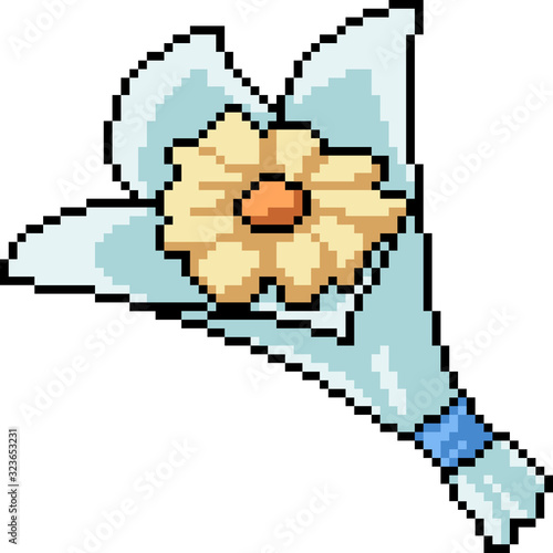 vector pixel art isolated flower bouquet