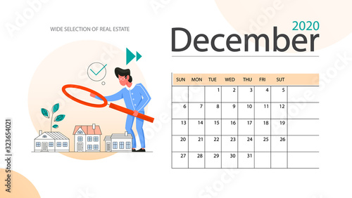 Real estate advantage annual calendar December. Idea of house for sale