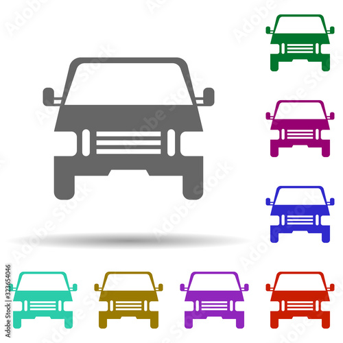 Front view automobile, car in multi color style icon. Simple glyph, flat vector of transport icons for ui and ux, website or mobile application