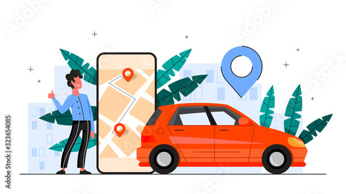 Car sharing service concept. Idea of vehicle share and transportation.