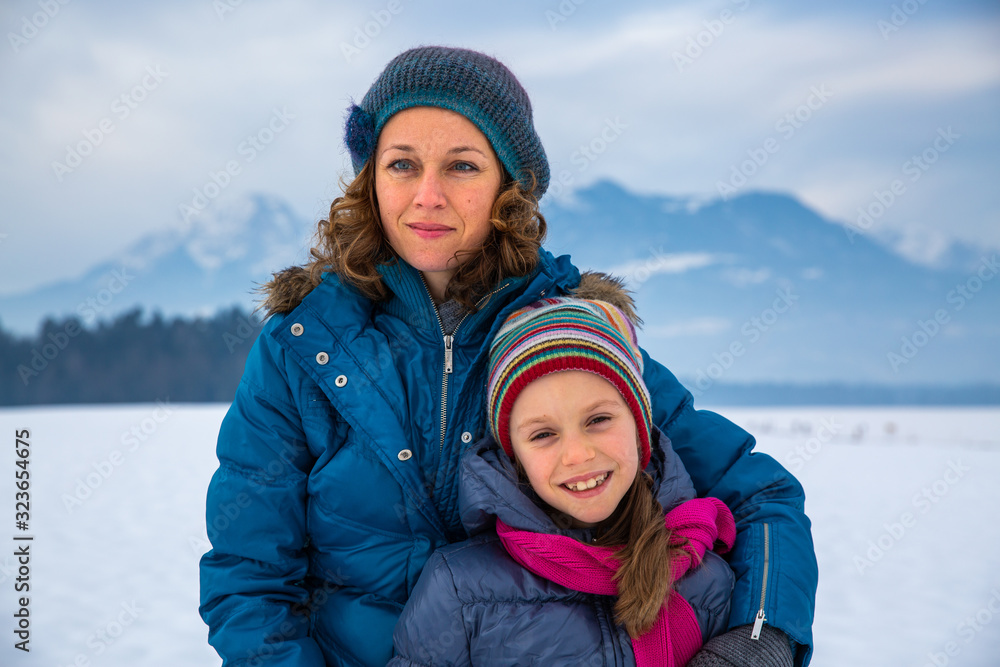 Mother and Daughter making memories in winter Mother and Daughter making memories in winter