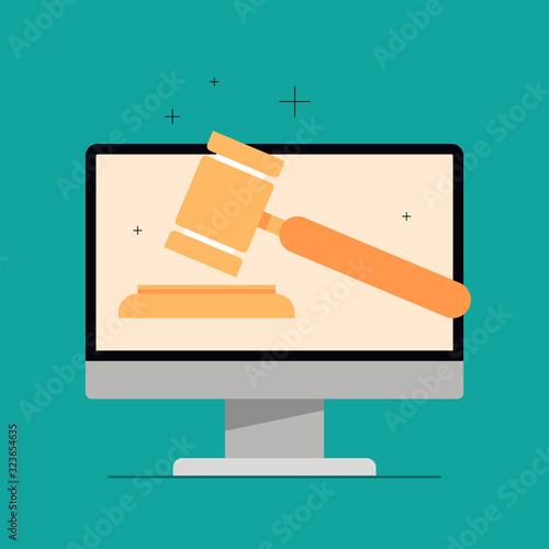 Online auction concept. Taking action in auction